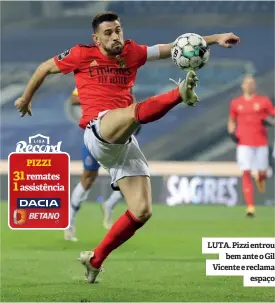  ??  ?? LUTA. Pizzi entrou bem ante o Gil Vicente e reclama espaço