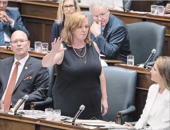  ?? CHRIS YOUNG THE CANADIAN PRESS ?? Lisa Macleod, Ontario's Children, Community and Social Services Minister, said the former Liberal pilot program was a “disencenti­ve” for people to find jobs. Ending it was a tough decision, she said.