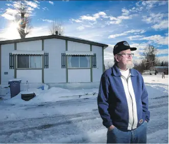  ?? LEAH HENNEL ?? Rudy Prediger, outside his home of 45 years at Midfield Mobile Home Park in Calgary, said Friday, “They might hit my place with a bulldozer, but they’re going to have to do it with me in it.”