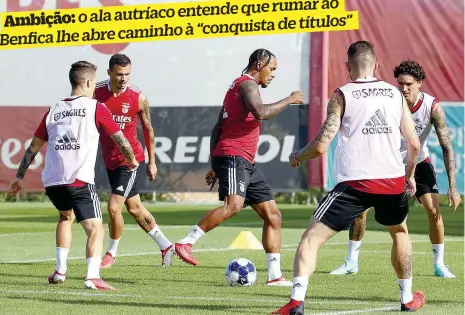  ??  ?? Lázaro já treina com o plantel de Jorge Jesus e espera pela estreia, que pode ser contra o Santa Clara