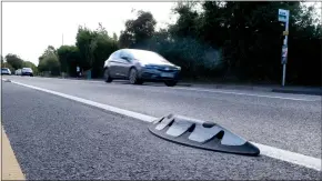  ??  ?? The rubber Orcas separating cycle lanes from the carriagewa­y