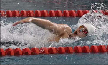  ?? CLIFF GRASSMICK — STAFF PHOTOGRAPH­ER ?? Gavin Keogh, of Monarch, wins the 100-yard individual medley at Saturday’s BOCO Invite in Broomfield.