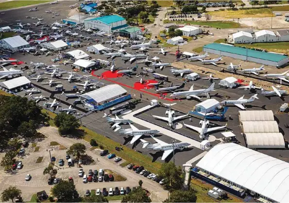  ??  ?? SCINTILLAT­ING DISPLAY: BIRD’S EYE OF THE STATIC DISPLAY AT NBAA 2018