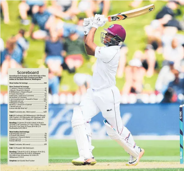  ??  ?? Shimron Hetmyer produced some exhilarati­ng shots during his entertaini­ng innings of 66 for the West Indies yesterday.