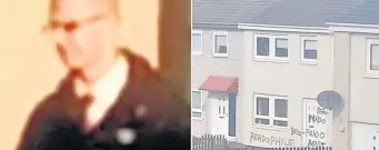  ??  ?? Anthony Jordan The vile pervert who sexually abused three schoolgirl­s in Wishaw and Motherwell has been jailed for 13 years. Right, graffitti attacks on his home