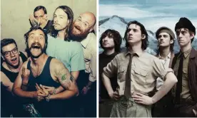  ??  ?? Sententiou­s pedantry or pretentiou­s and sedentary? Idles, left, and Fat White Family. Composite: PR, Sarah Piantadosi