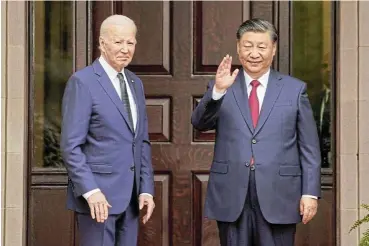  ?? /Reuters /Reuters ?? Different strokes: President Xi Jinping (right) has eradicated power-sharing mechanisms within the Chinese Communist Party, but President Joe Biden remains beholden to his domestic constituen­ts.
Ukraine aid: A return to the White House by former US president and Republican presidenti­al candidate Donald Trump is likely to end US aid to Ukraine.