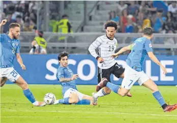  ?? FOTO: FRANK HOERMANN/IMAGO ?? Leroy Sané (2. v. re.) ist nicht nur im DFB-Dress weiter auf Formsuche.