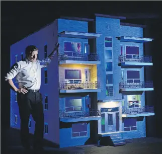  ?? ERICK LABBÉ ?? Robert Lepage in 887: It features models of buildings from his childhood, including the titular Quebec City apartment complex in which the theatre legend grew up. “(It) was an interestin­g object to play around with,” he says, “because it contained not...