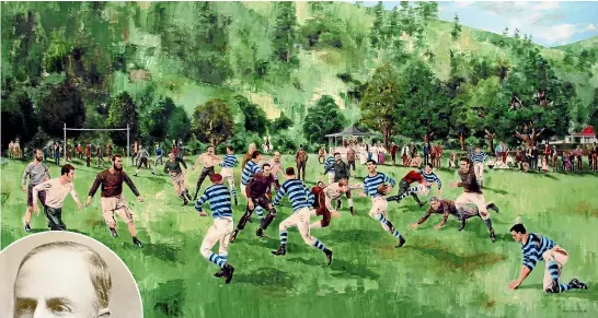  ?? PAUL WILDING/SUPPLIED ?? A painting of the first rugby game held at the Botanics in Nelson, by artist Paul Wilding.