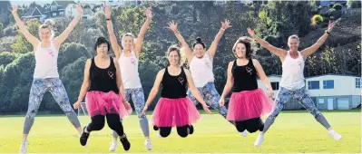  ?? PHOTO: STEPHEN JAQUIERY ?? On a high . . . Instructor­s and organisers getting ready for today’s Breastfit fundraiser for cancer are (from left) Erica Stedman, Leeann Smith, Sommer O’Shea, Jennie Waide, Tash Columbus, Alice Sanders and Dee Birks.