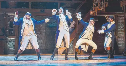  ?? Joan Marcus, Provided by the Denver Center ?? From left: Mathenee Treco, Jordan Donica, Ruben J. Carbajal and Michael Luwoye in a touring production of “Hamilton.” Treco graduated from Eaglecrest High in Aurora. His brother is in the Chicago company.