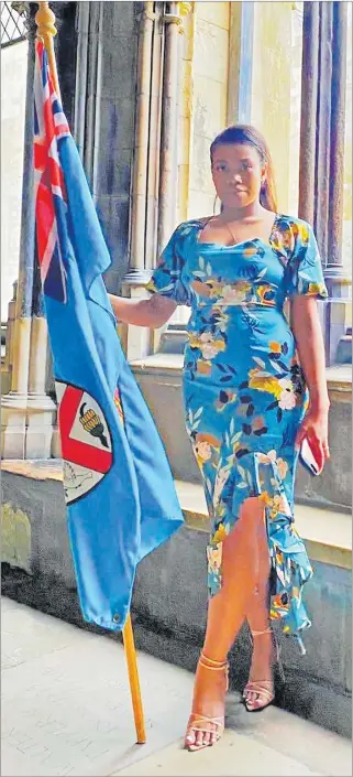  ?? Picture: SUPPLIED ?? Asena Yauyau-Tutora was nominated to be the flag bearer at the Commonweal­th Service 2020 at Westminste­r Abbey.