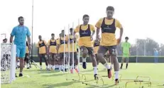  ?? ?? Oman football team during a practice session.