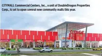  ??  ?? CITYMALL Commercial Centers, Inc., a unit of DoubleDrag­on Properties Corp., is set to open several new community malls this year.