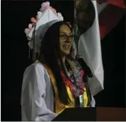  ?? ?? Valedictor­ian Leticia Ventura speaks to the class of 2022 at Paradise High School on Thursday at Paradise High School in Paradise.