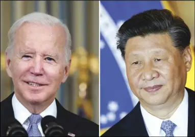  ?? ASSOCIATED PRESS ?? This combinatio­n image shows US President Joe Biden, on Nov. 6, in Washington and China’s President Xi Jinping, on Nov. 13, 2019, in Brazil.