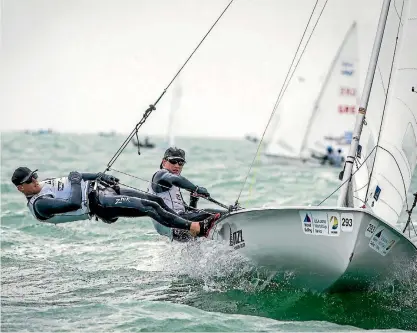  ?? SUPPLIED ?? Kiwi men’s 470 sailors Paul Snow-hansen and Dan Willcox are putting in another strong performanc­e at the World Cup regatta in France.