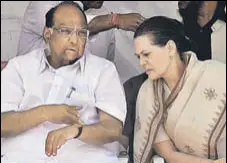  ?? HT FILE ?? NCP chief Sharad Pawar (seen here with Sonia Gandhi) said the three leaders should provide a counternar­rative to the BJP.