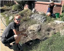  ??  ?? Nathan and Katie Lindsay, of Cromwell, spent a Saturday working in Jo’s garden to help out.