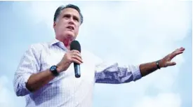  ?? (AP FOTO) ?? CAMPAIGNIN­G IN FLORIDA. Republican presidenti­al candidate, former Massachuse­tts governor Mitt Romney, speaks during a campaign stop in Lakeland, Florida.