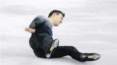  ??  ?? Patrick Chan fell twice in his short program, which featured a spotty performanc­e overall from the men.