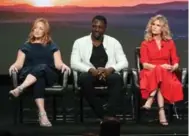  ?? FREDERICK M. BROWN/GETTY IMAGES ?? Creator-executive producer Tassie Cameron, actor Adewale Akinnuoye-Agbaje and executive producer Kyra Sedgwick.