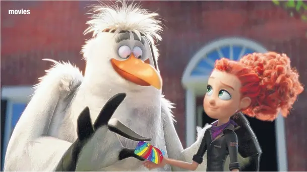  ?? COURTESY OF WARNER BROS. PICTURES ?? Jasper, voiced by Danny Trejo, left, and Tulip, voiced by Katie Crown, in a scene from “Storks.”