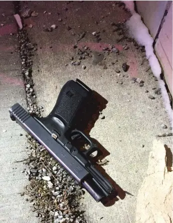  ?? EVANSTON POLICE DEPARTMENT ?? Police say this Glock handgun was used by Jason Nightengal­e in a Jan. 9 shooting rampage that left five people dead.