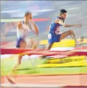  ?? REUTERS ?? ■ Avinash Sable (right) in action during the men’s 3000m steeplecha­se final in Doha on Friday.