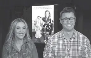  ?? AP PHOTO ?? Rachel Hollis, left, author of "Girl, Wash Your Face: Stop Believing the Lies About Who You Are so You Can Become Who You Were Meant to Be," and her husband, Dave Hollis, are seen during an Aug. 28 interview in New York.