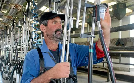  ?? PHOTOS: ANNE BOSWELL/FAIRFAX NZ ?? Tawa Ridge farm employee Irwin Conwell prepares a vial for herd testing in the dairy.