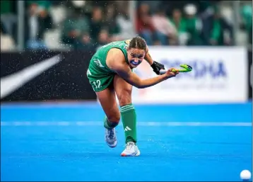  ?? ?? Glenealy’s Elena Neill during the FIH Women’s Olympic Hockey Qualifying Tournament third/fourth place play-off match between Ireland and Great Britain at Campo de Hockey Hierba Tarongers in Valencia, Spain. Photo by Manuel Queimadelo­s/Sportsfile