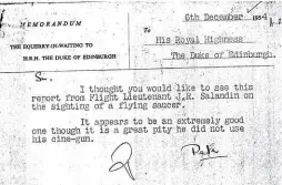  ??  ?? LEFT: A 1954 memo from Peter Horsley to Prince Philip. BELOW: Peter Horsley at his Hampshire home in 2000.