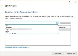  ??  ?? Unter Windows können Sie Ordner für bestimmte Benutzer freigeben und deren Zugriffsre­chte verwalten. Der Benutzer muss auf dem Freigabe-PC ein Konto haben.