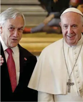  ??  ?? AUDIENCIA. El mandatario chileno y Francisco durante su reunión de ayer en el Vaticano. Ambos coincidier­on en muchas cosas.