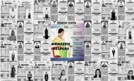  ?? ?? Agency adverts for domestic workers show the women’s personal informatio­n alongside their photograph­s. Composite: supplied