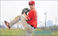  ?? LIZA GOODWIN ?? Austin Sabean, of the Windsor Knights, on the pitcher’s mound at the Tremain Crescent ball field.