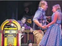  ?? PHOTOS SUBMITTED BY KEN CHISHOLM ?? In this image from previous production of the Highland Arts Theatre’s “Dream-a 1950’s Midsummer Musical,” actors Paul Gatchell and Heather Merrill look on anxiously as young love between the characters played by Wesley Colford and Margaret MacPherson....