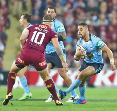  ?? Photo: Zimbio ?? Jarryd Hayne of the Blues runs the ball during game three of the State Of Origin series between the Queensland Maroons and the New South Wales Blues at Suncorp Stadium on July 12, 2017 in Brisbane, Australia.