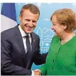  ?? FOTO: MARIN/AFP ?? Präsident Macron und Kanzlerin Merkel setzen auf Europa.