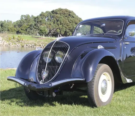  ??  ?? Introduced just prior to the war, Peugeot’s 202 was the last to feature the distinctiv­e “Sochaux Fuseau” styling