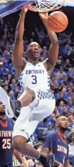  ?? ASSOCIATED PRESS ?? NBA scouts like Edrice “Bam” Adebayo’s length on defense.