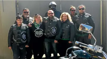  ??  ?? Some members of the Christchur­ch, te turu, Tribal Nations Motorcycle Club, from left, Lesa Clarke, Mita Jacobs, Kerry Townsend, Allan Townsend, Lynda Byrnes, and, far right, Atama Moore.
