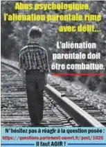  ??  ?? Dans la rue ou sur Internet, celles et ceux qui militent pour la reconnaiss­ance officielle du « syndrome d’aliénation parentale » tentent de rallier l’opinion publique à leur cause en mettant en avant les « droits de l’enfant ».