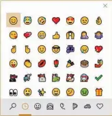  ??  ?? The Windows 10 Fall Creators Update feeds emoji fever: Press the Windows key plus a semicolon, and this emoji input screen appears