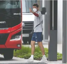  ?? CHRISTOF STACHE/AFP VIA GETTY IMAGES ?? Striker Thomas Mueller leaves a training session with the Bundesliga club FC Bayern Munich this week.