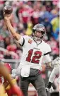  ?? Tony Avelar/Associated Press ?? Tampa Bay Buccaneers quarterbac­k Tom Brady passes the ball against the San Francisco 49ers during the second half in Santa Clara, Calif., on Dec. 11.