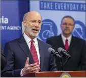  ??  ?? Press Pennsylvan­ia Gov. Tom Wolf set enforcemen­t actions against businesses that do not comply with state shutdown orders.
Associated