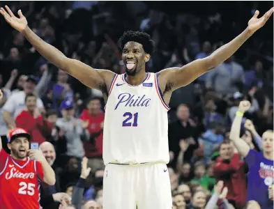  ?? MATT SLOCUM / THE ASSOCIATED PRESS FILES ?? Philadelph­ia 76ers star Joel Embiid got hooked on social media when he missed his rookie season due to injury.